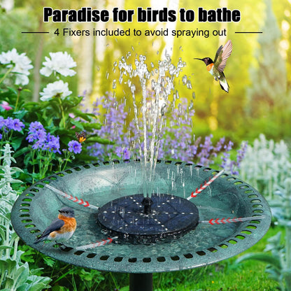 Skiennix Solar Bird Bath Fountain - Upgraded 4W Water Pump with 4000mAh Battery & 7 Nozzles | Colorful LED Lights for Garden & Pond