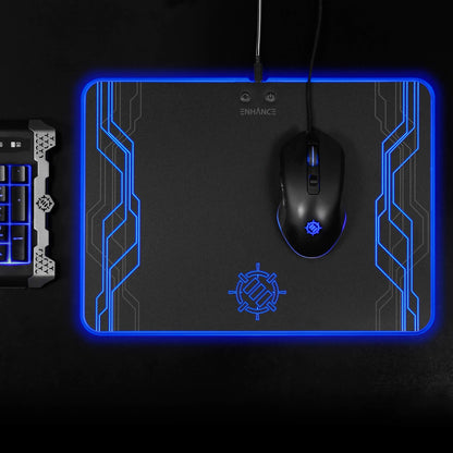 ENHANCE LED Gaming Mouse Pad RGB - Hard Mouse Pad with 7 Light Up Modes and Brightness Controls - Large Surface (13.75 x 9.8 in) with Glowing Lights and Rubber Non-Slip Grip for Desktop Gamers