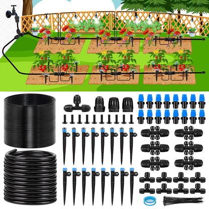 Quick-Connect Drip Irrigation System Kit by [Brand Name] - 230FT Automatic Garden Watering for Greenhouse & Lawn