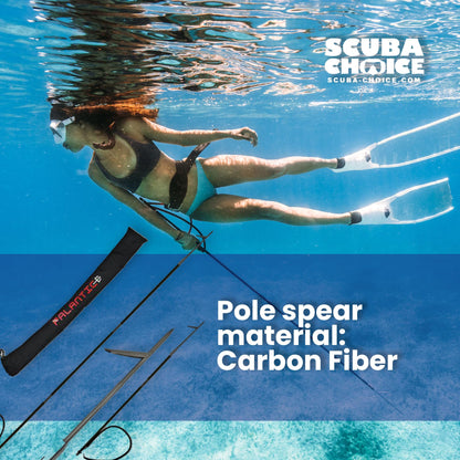 Scuba Choice Carbon Fiber 7' Travel Spearfishing 3-Piece Pole Spear Single Flopper Tip, One Size, Black