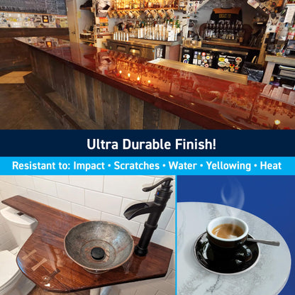 TotalBoat Table Top Epoxy Resin Kit - 1 Gallon Crystal Clear Epoxy with High Gloss & UV-Resistance - Easy 1:1 Ratio for Bar and Table Coating, Woodworking, and Resin Art Casting
