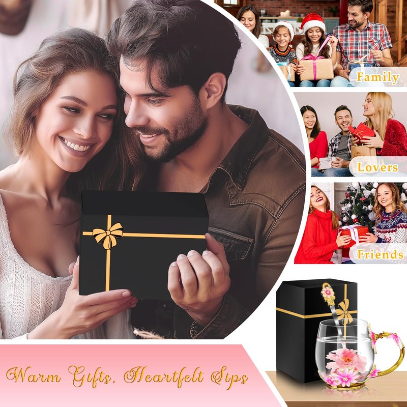 Women Glass Tea Coffee Pretty Cup Set Cute Mug Christmas Xmas Birthday Gift Ideas New Step Bonus Mom Daughter Son Law Unique Who Have Everything Want Nothing Good Special Busy Useful Adult Present
