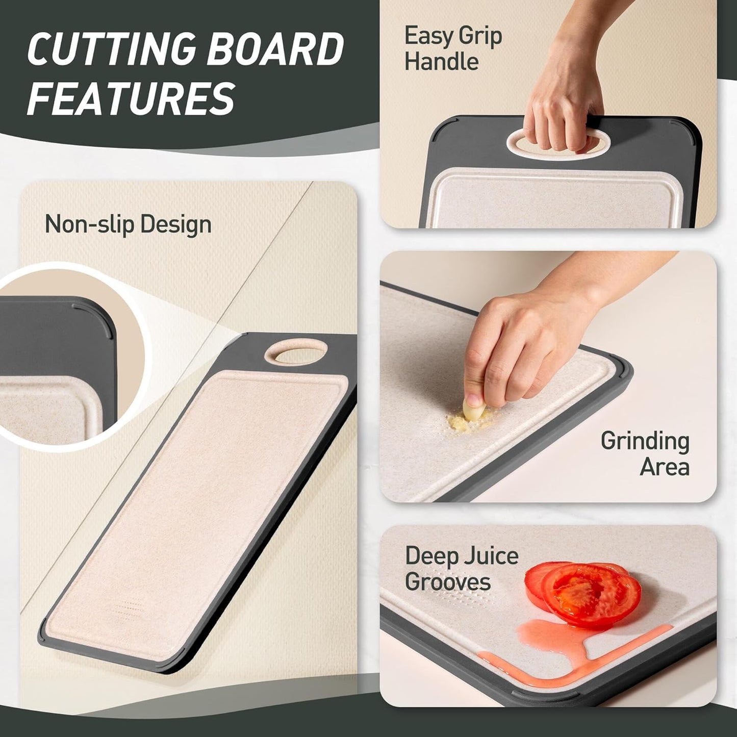 Stainless Steel Cutting Board - Non-Toxic Double-Sided Chopping Board for Meat & Vegetables | Large 16” x 11” Size