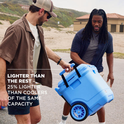 Coleman Pro Heavy-Duty 55qt Wheeled Ultra-Light Premium Hard Cooler, Extra-Thick Insulation Keeps Ice up to 5 Days, 92-Can Capacity, Heavy-Duty Wheels
