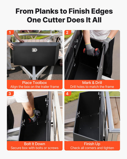 VEVOR Trailer Tongue Box, Heavy Duty Trailer Tongue Tool Box Storage Organizer with Lock & Keys, Utility Tool Chest for Pickup Truck Bed, RV, SUV, Off-Road Vehicle, Steel, 49" x 13.9" x 18.5"