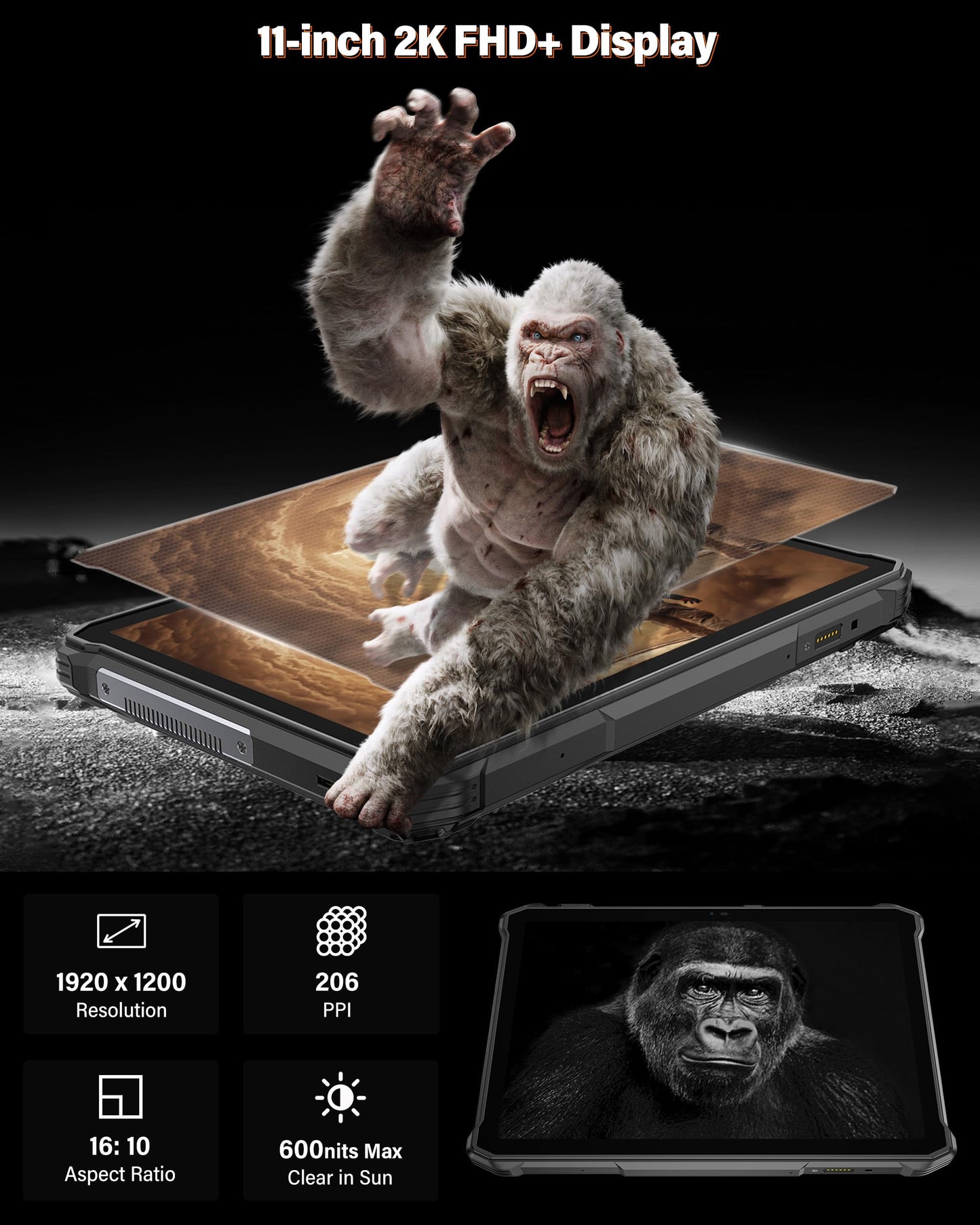 Ulefone Armor Pad 5 Ultra 5G Rugged Tablet with 200 Lumens Projector, 32GB+512GB/2TB Expansion Android 15, 24200mAh(120W), 11" FHD+ Screen, IP68/69K, 64MP+64MP, 32MP, Dual LED Lights, Widevine L1