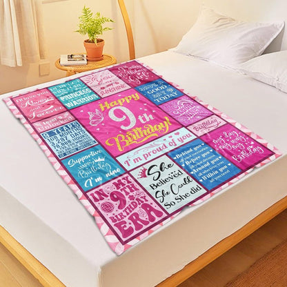 Lavua 9 Year Old Girl Birthday Gifts - Birthday Gift for 9 Years Old Girl - 9th Birthday Decorations for Girls Daughter Granddaughter Niece - 9-Year-Old Girls Gift - 9th Blanket 50"X60"