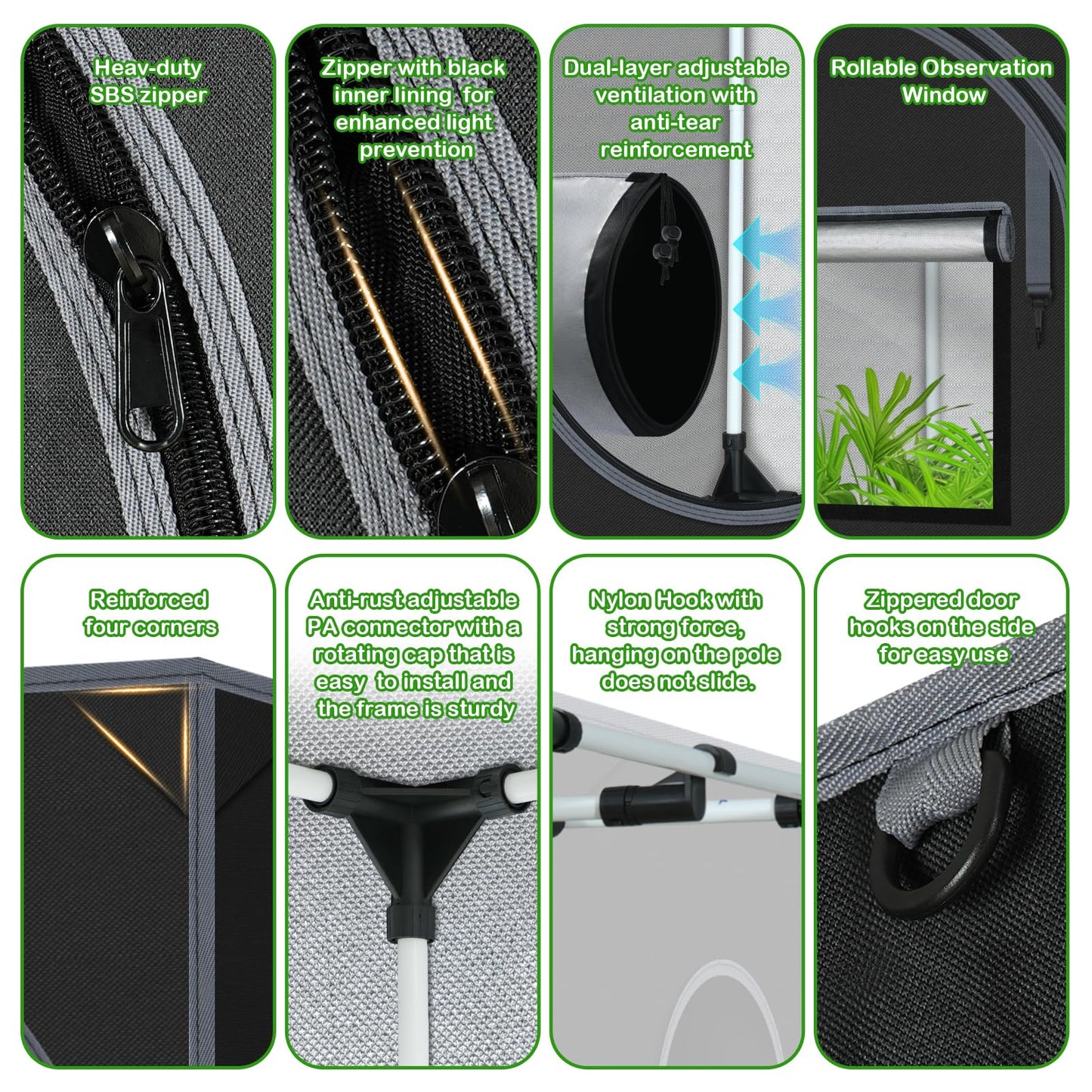 Grow Tent, 120"x60"x78" Hydroponic Mylar Grow Tent Reflective Garden Growing Dark Room with Observation Window, Removable Floor Tray for Indoor Plant Growing 10x5