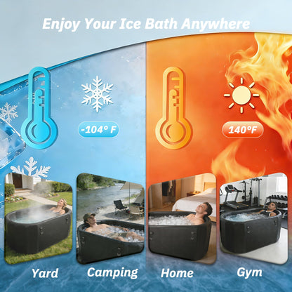 500L Large Ice Bath Tub with Lid, Oversized Inflatable Cold Plunge Tub for Tall Big People, Full Body Immersion, Compatible with Water Chiller, Portable Recovery Tub for Athletes Indoor Outdoor Use