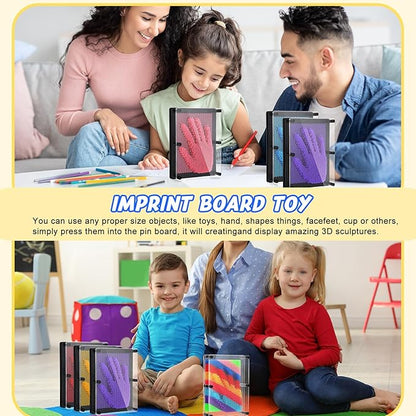 Jenaai 8 Pack 3D Pin Art Toy Colourful Plastic Board Large Size 6 x 8 Inches Pin Impression Sculpture Needle Toys Sculpture for Kids Adults Hand Mold Board Gifts Home Office Decoration