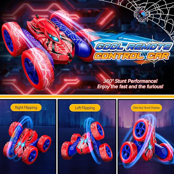 Remote Control CarRC Cars Boys Toys for 3 4 5 6 7 8 9 10 11 12 Year Old Boy Double Sided 360°Flip 4WD Rechargeable Drift RC Race Car Birthday Gifts Easter Basket Stuffers for Kids Age 3-12