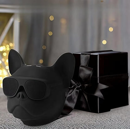 DTHUIHUA Bulldog Wireless Speaker - Portable Bluetooth with Loud Stereo Sound, Compact Outdoor Speaker for Camping & Travel | Audio Gift for Home, Cute Companion Design（Matte Black）