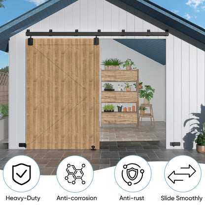10FT Heavy Duty Exterior Barn Door Hardware Kit, BarnBase Box Rail Hardware kit, Outdoor Barn Door Hardware Kit for 1 Door(Door not Include), 450 lbs Capacity, Black
