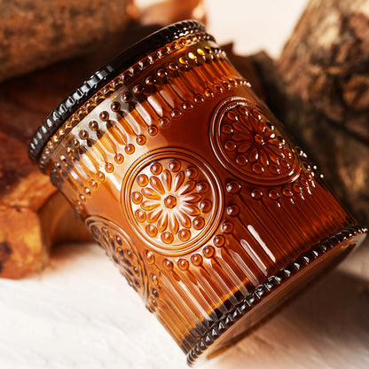 2-Wick Beeswax Candles in Jar, Natural Beeswax Candles in Amber Glass for Air Purification, Honey Aroma Jar Candle for Home Scented Decor, Gift for Women & Men, Fragrance Free, Paraffin Free