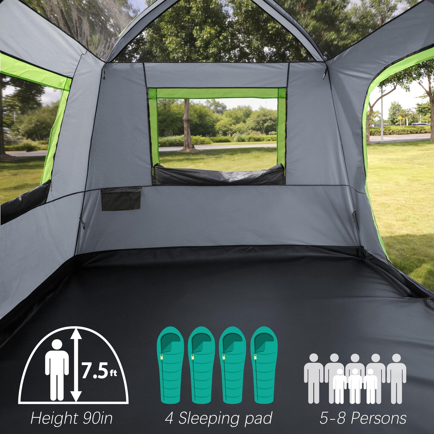 HREFUEU SUV Tailgate Tent for Camping with Rainfly, 5-8 Person Outdoor car Tent, 10'x8'x7.5'(H), Waterproof 3000MM UPF 50+, Portable Storage Bag, Any Size SUV/MPV/CUV/Jeep