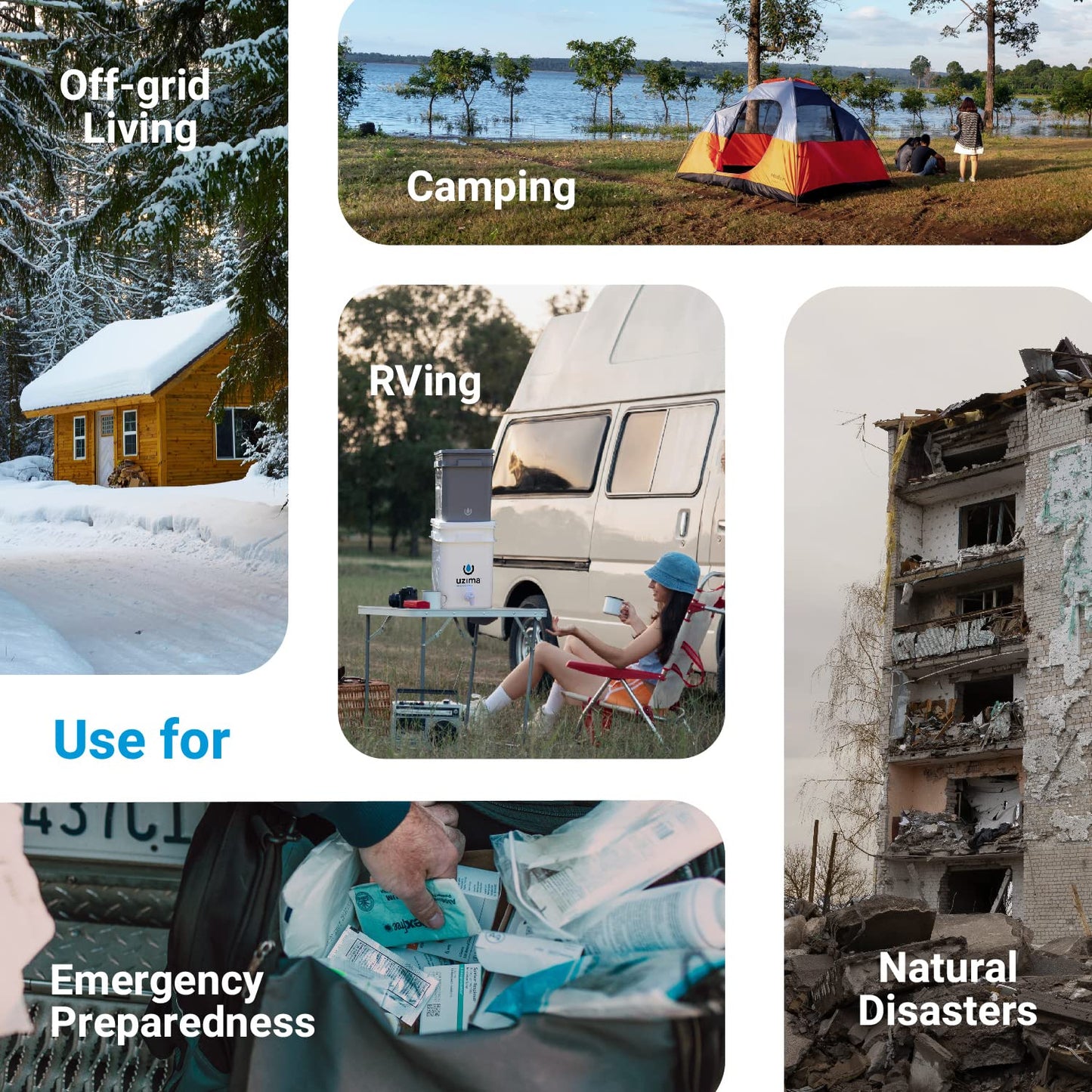 Uzima UZ-2 Camping Water Filter and Drinking Water Filter System, Portable Survival Camping Essentials, Backpacking Purification Gear for Glamping, Hiking, and Hunting Essentials and Military Gear