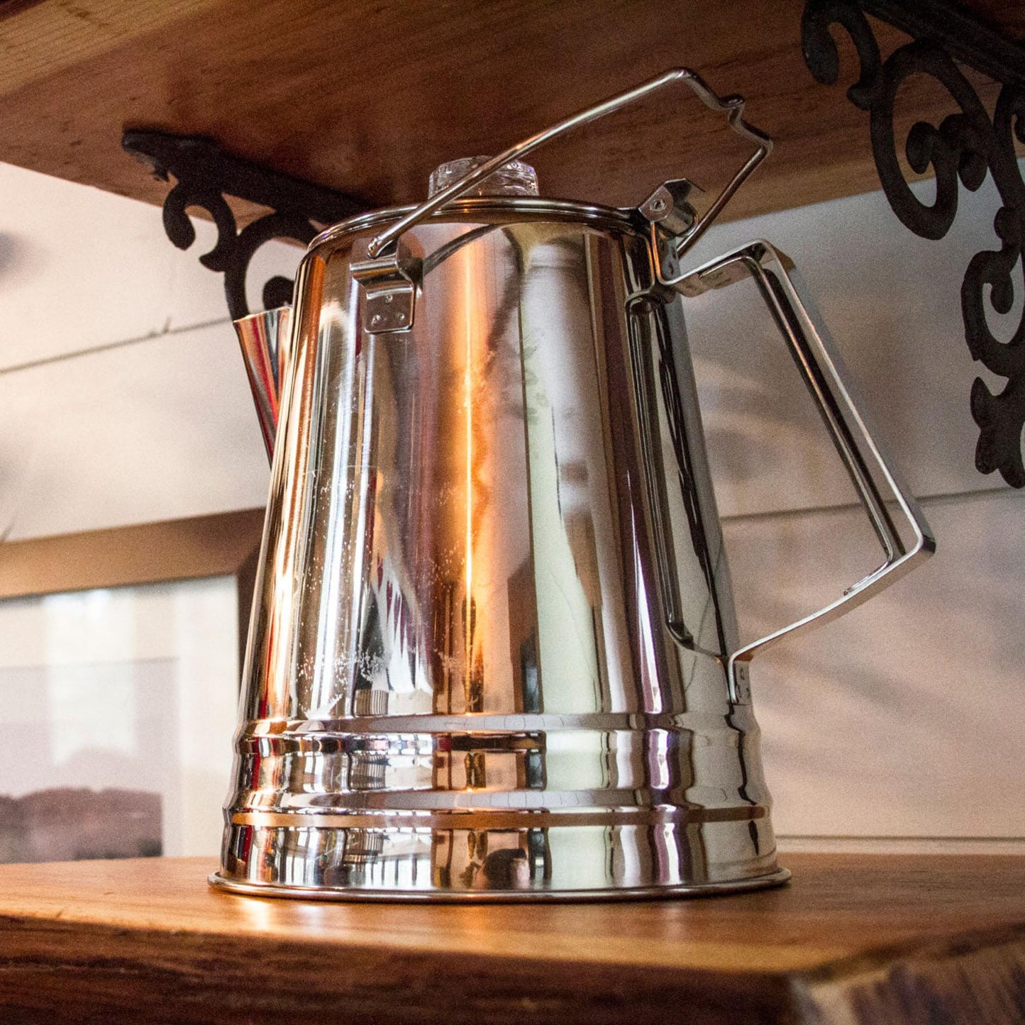 GSI Outdoors Percolator Coffee Pot I Glacier Stainless Steel Ultra-Rugged for Brewing Coffee Over Stove and Fire Ideal for Group Camping, 36 Cup