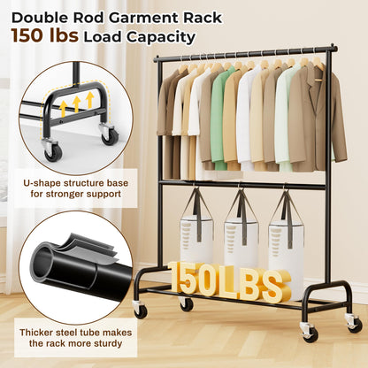MISSLO Heavy Duty Clothes Rack and Rolling Clothes Racks for Hanging Clothes