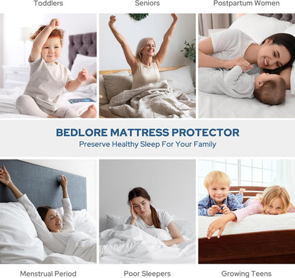BEDLORE Waterproof Mattress Protector - Soft, Dirt-Proof Full Size Pad for Deep Pocket Beds (Gray)