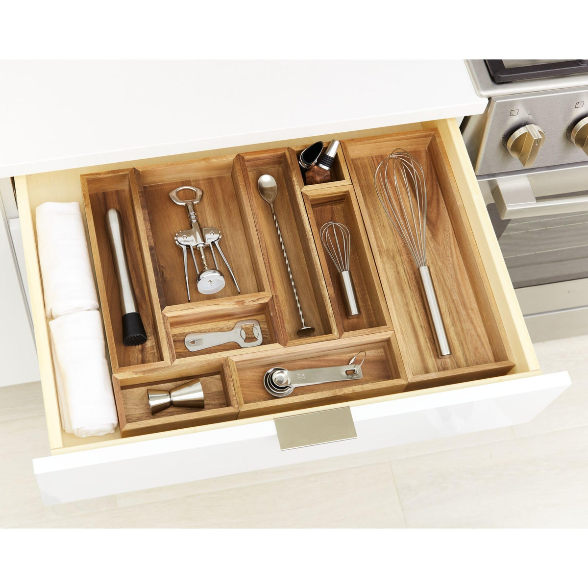 iDesign Acacia Wood Kitchen and Pantry Small Drawer Organizer Bin