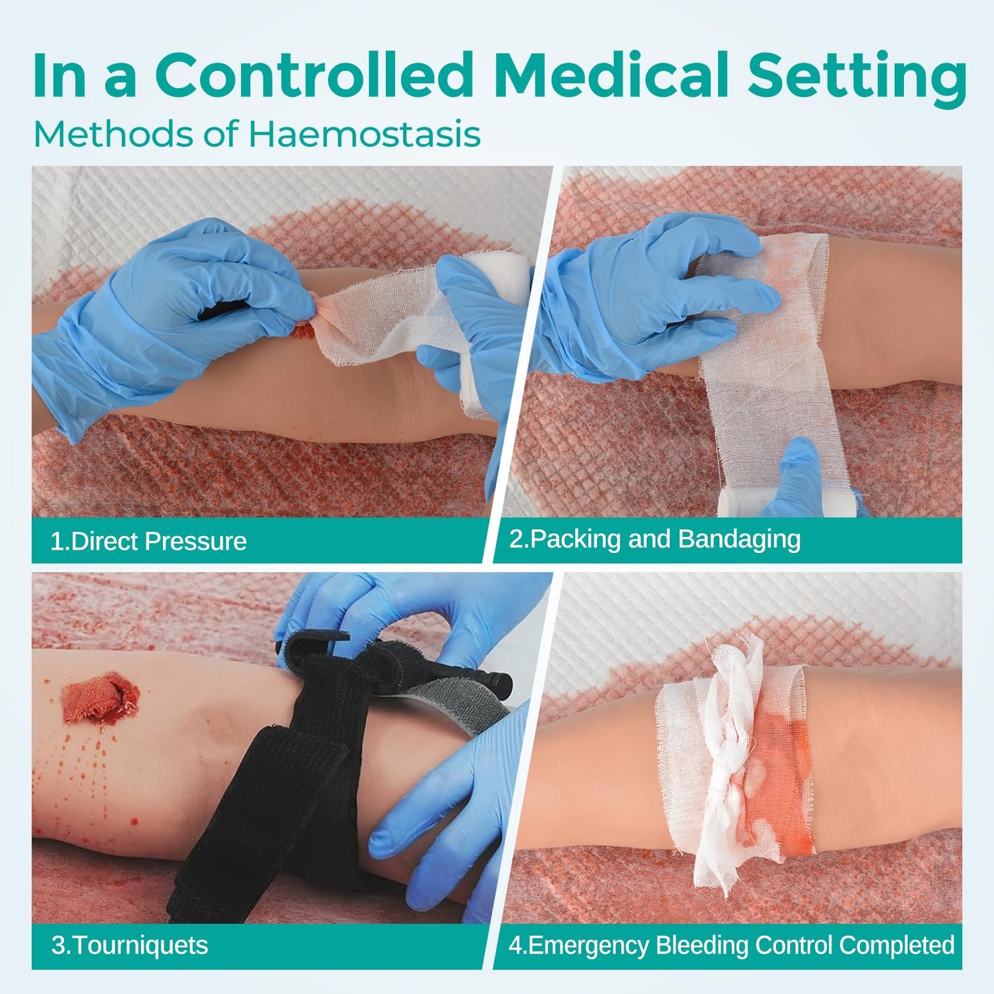 MedEduQuest Tourniquet Arm Trainer & Wound Packing Trainer Kit, Bleeding Control Training Arm Model for Stop the Bleeding Practice, Trauma Wound Care Practice Simulator for Medical Students