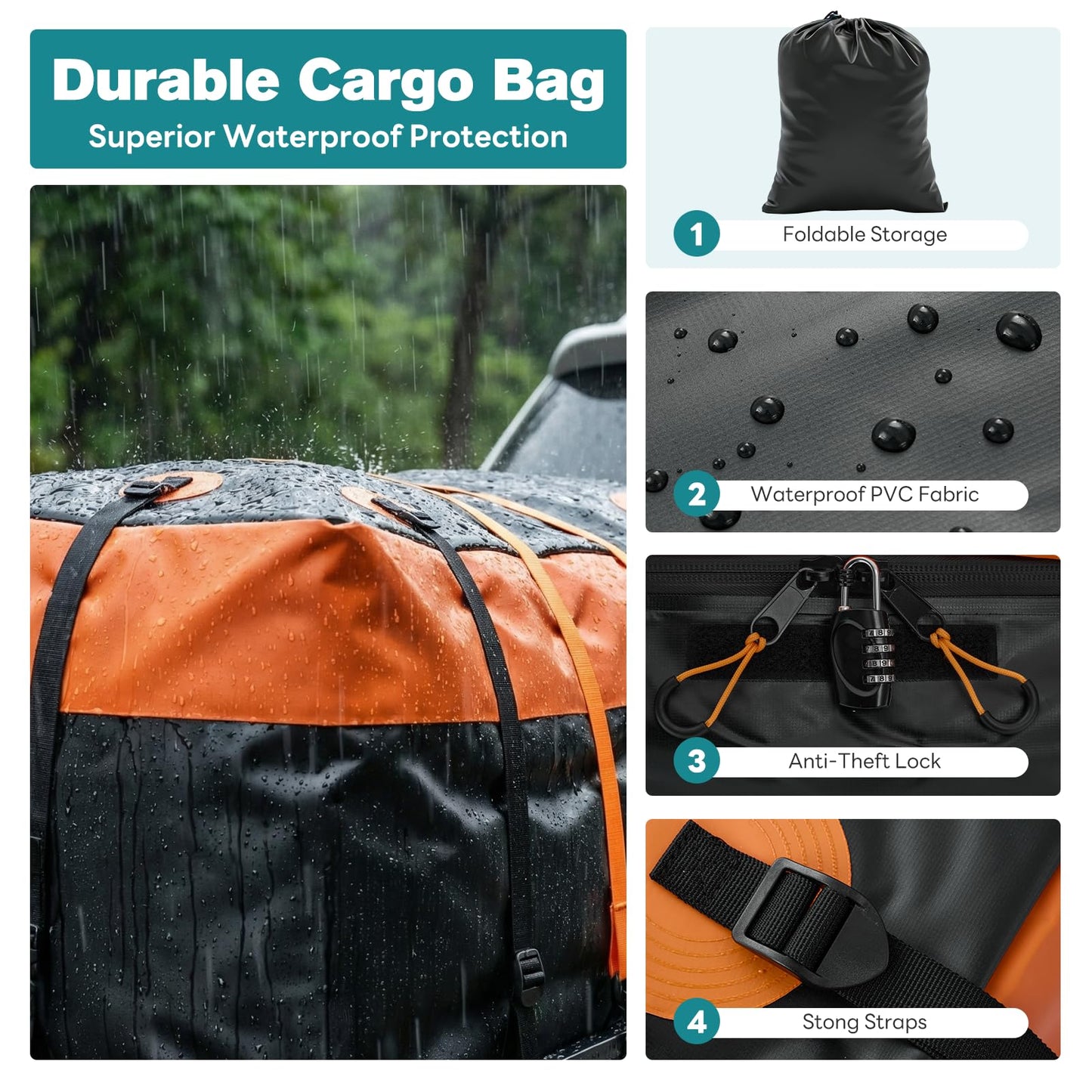 OLIXIS Folding Hitch Mount Cargo Carrier Basket 60x21x6 with Waterproof Luggage Bag, 500 Lbs Capacity Cargo Basket with Hitch Stabilizer, 16 Cubic Feet, Straps, Net