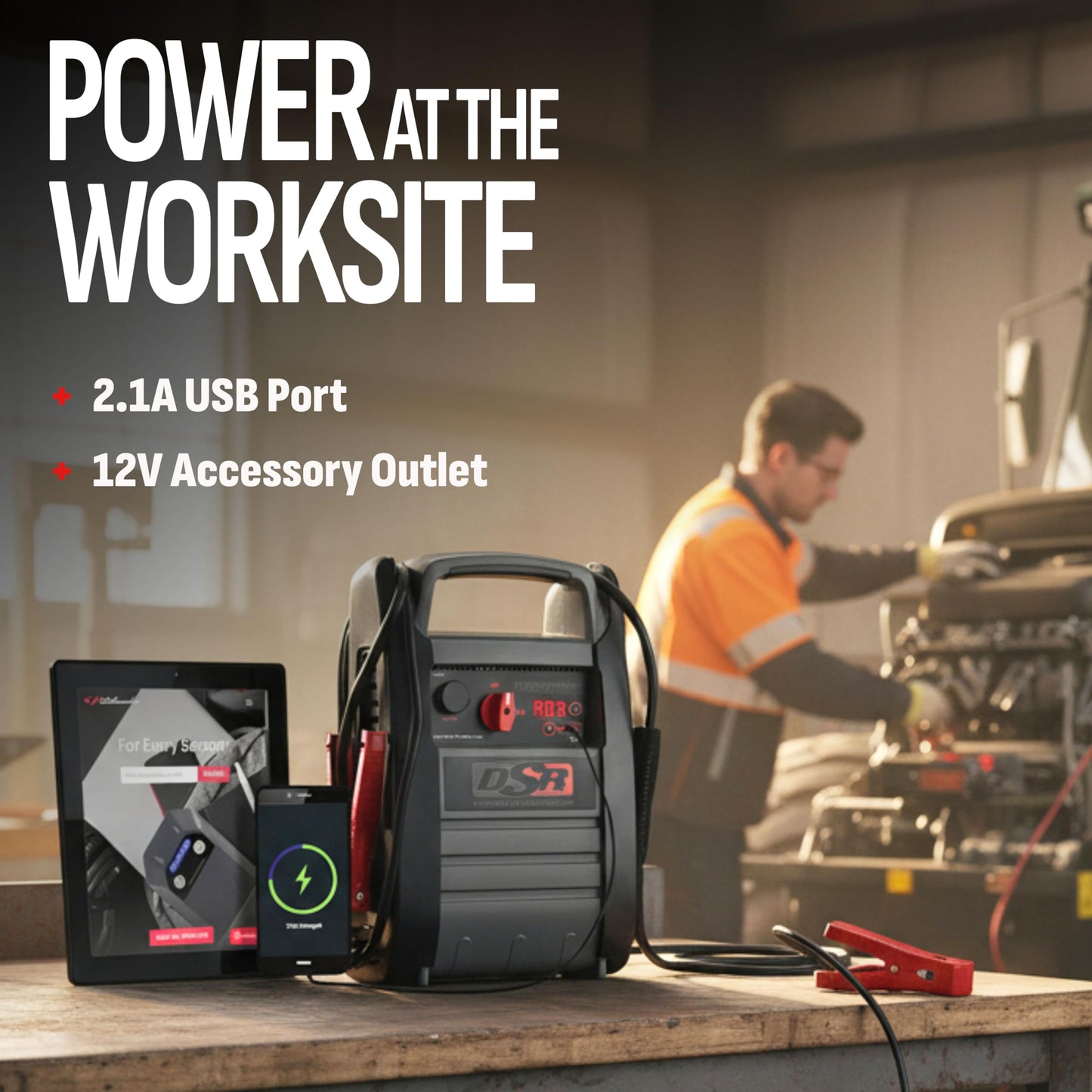 Schumacher Electric DSR ProSeries Car Battery Jump Starter - 2200 Peak Amp 12V Car Starter, Jump Box & Portable Power Station - Digital Display, Heavy-Duty Clamps - DSR165