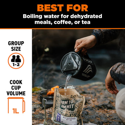 Jetboil Flash 1.0L Portable Fast Boil Stove for Camping and Backpacking with 1-Step Auto Ignition, Propane/Isobutane Burner with Cooking Cup, Carbon