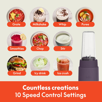 bella 6 Pcs Portable Rocket Blender, Juicer & Smoothie Maker, Press & Twist Design, EverGood™ & BPA Free Dishwasher Safe Parts, 4 Tip Stainless Steel Blade, Cord Wrap, 240 Watt Motor, Oatmilk