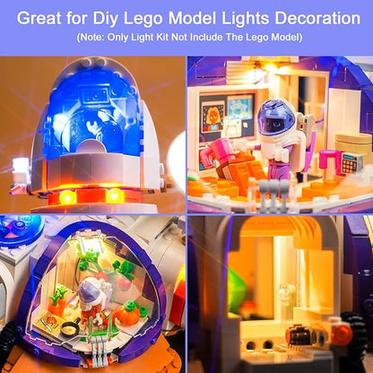 Upgraded Led Light Kit for Lego Mars Space Base and Rocket Building Set Remote Control Version Compatible with Lego 42605 (Model Not Included)
