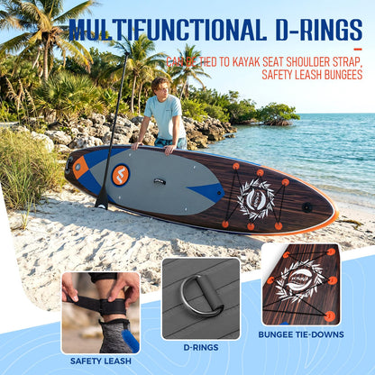 WNOVA 11'6" × 34" Extra Wide Inflatable Stand Up Paddle Board, Stable SUP with Premium SUP Accessories and Non-Slip Comfort Deck for Adults & Youth of All Skill Levels (Classic Wood)