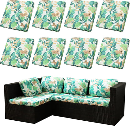 BIETYONE 8-Piece Stretch Patio Cushion Covers - Washable Outdoor Sofa Slipcovers in Leopard Print