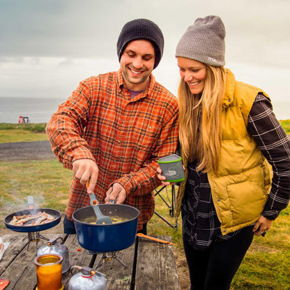 GSI Outdoors Bugaboo Base Camper Large, High-Efficiency Cookset – Ceramic Non-Stick Coated, Includes 5L & 3L Pots, 9" Fry Pan, Accessories