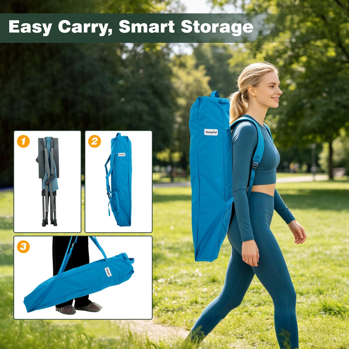 SUNNYFEEL Folding Camping Chair Heavy Duty Ergonomic Chairs Support 500lbs with Adjustable Breathable High Back Support and Cup Holder, Aluminum Frame for Fishing, Camp, Beach, Lawn, RV, Patio