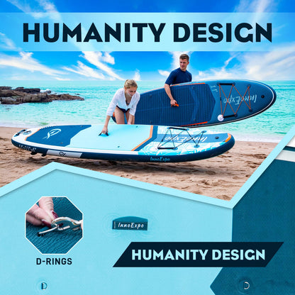 InnoExpo 11' Inflatable Stand Up Paddle Boards with Premium Accessories, Wide Stable SUP Paddle Board Design, Non-Slip Comfort Deck for Youth & Adults (Tropical/Kayak Seat)