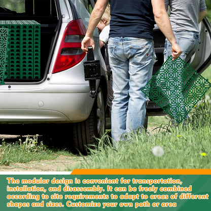 Wesnoy 15 Pcs 15.7 x 15.7 in Heavy Duty Ground Protection Mats Drive on Lawn Grid, Heavyweight Drain Interlocking Non-Slip Floor Mat, 6613 lb Load for Gravel Grid Permeable Pavers (Green)