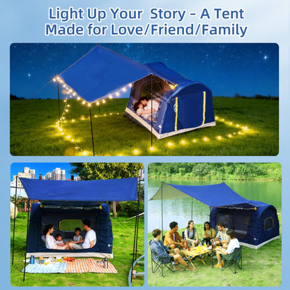 3-4 Person 3 in 1 Inflatable Tent, 60s Setup PU3000, 4-Season Waterproof Camping Tent with Electric Pump, All Weather Tent for Romantic Dates, Fall/Winter Camping, Hunting & Fishing