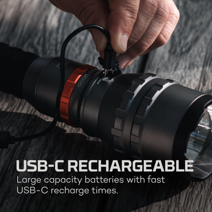 NEBO DAVINCI 12000 Handheld Flashlight | 12000 Lumens, 5 Light Modes, Rechargeable Waterproof Light for Hiking, Camping & Hunting, Tactical Self Defense Floodlight, Includes USB-C Charging Cable