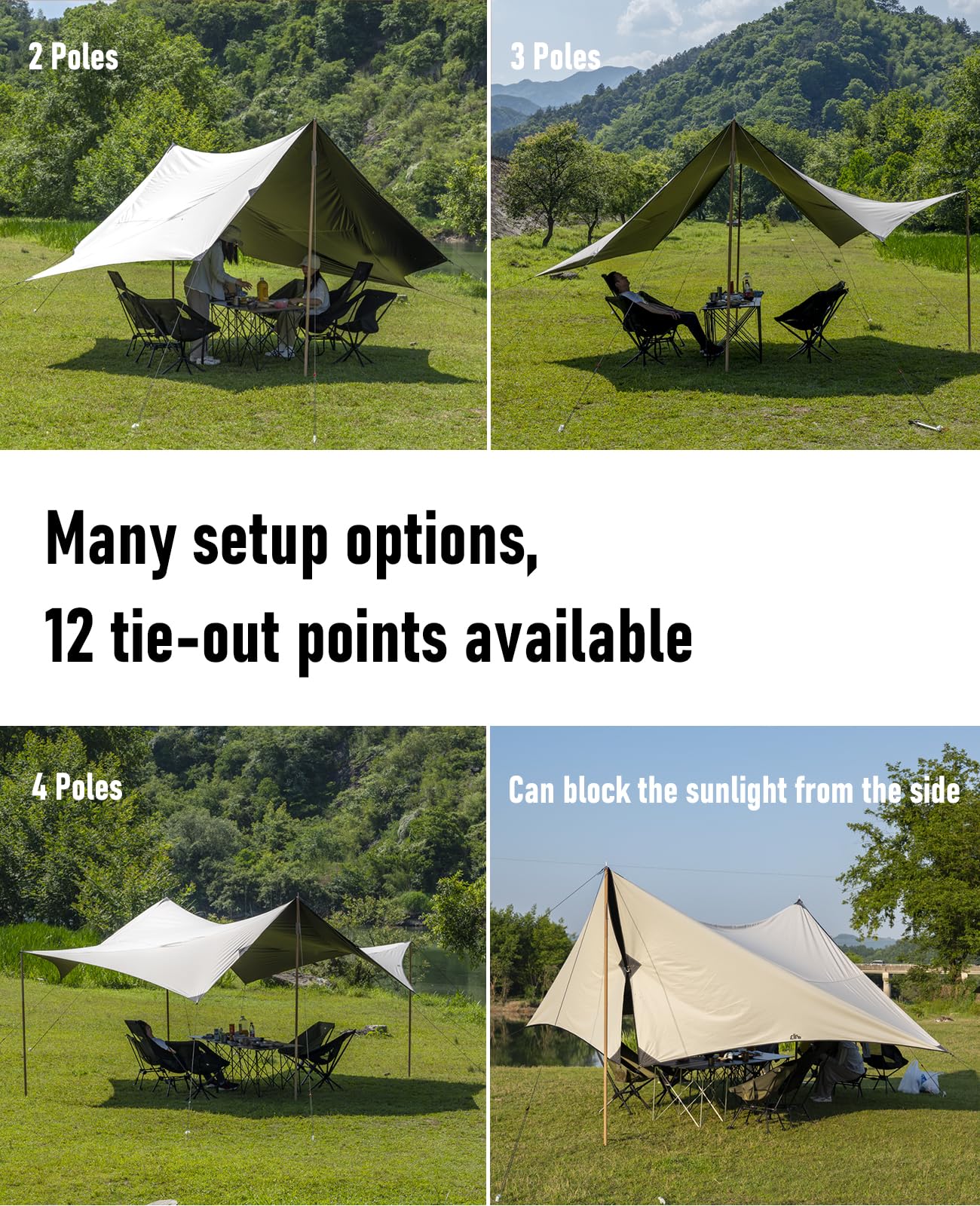 iClimb Waterproof Sun Shield Tarp UPF 50+ for Tent Hammock Camping Backyard Party (Tarp 18' × 17'9")