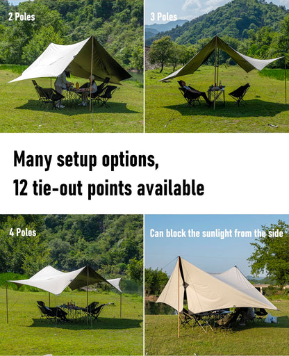 iClimb Waterproof Sun Shield Tarp UPF 50+ for Tent Hammock Camping Backyard Party (Tarp 18' × 17'9")