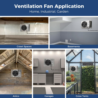 ALORAIR 780CFM Crawlspace Ventilation Fan with Humidistat, IP55 Rated Basement Stainless Steel Exhaust Fan, Built-In Isolation Net 8.1 Inch Foundation Vent Fan for Crawl Space, Garage, Attic,Grow Tent