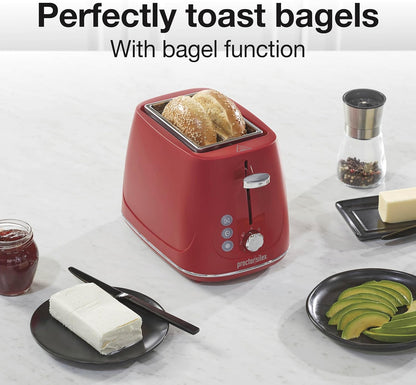Proctor Silex 2-Slice Toaster - Bagel & Defrost Functions, 7 Shade Browning Control, Red
