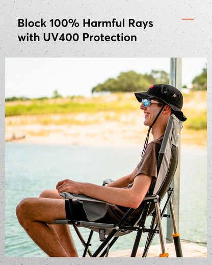 Vanmage Summerlin Polarized Sports Sunglasses for Men Women, UV400 Protection HD Lens, Lightweight for Fishing, Driving (Frame: Matte Black/Lens: Clear Rose/VLT: 51%)