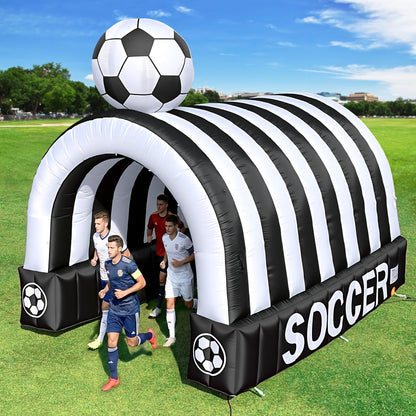 Wellcomer Inflatable Soccer Tunnel Entrance with Built-in Blower, 16x10x13.5FT Inflatable Tunnel Tent for Sports Events, Comercials & Trade Shows, Themed Walkways