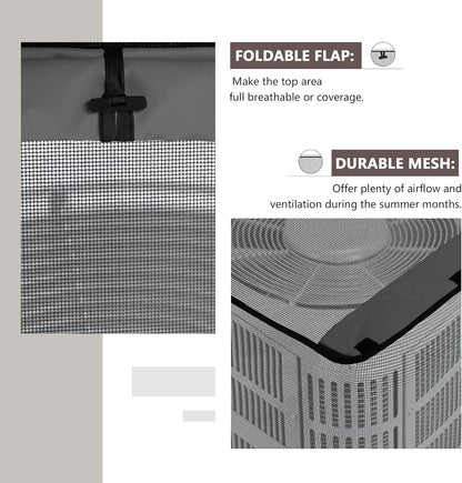ULTCOVER Air Conditioner Defender Cover - 2 in 1 Full Mesh & Waterproof Fabric | 30W x 30D x 32H Inch, Black