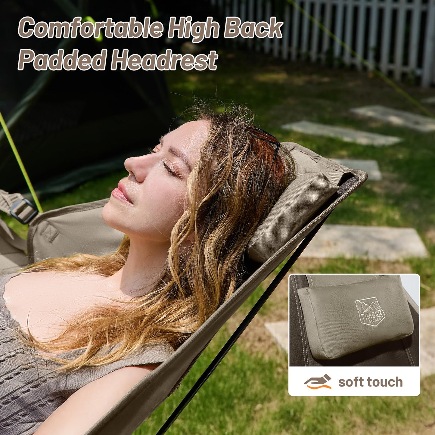 Timber Ridge Hammock Camping Chair with Adjustable Backrest, Portable Hammock Chair Supports 300lbs, Swinging Camping Folding Chairs for Lawn, Travelling and Patio, Tan 2 Pack
