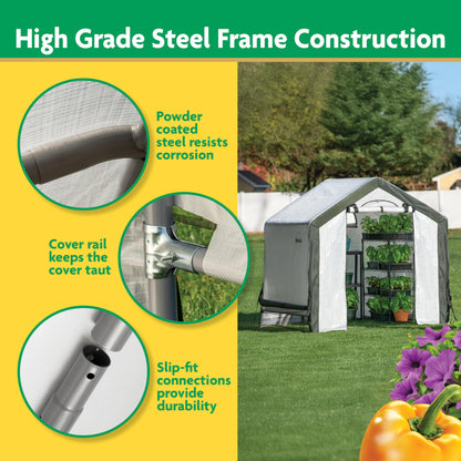 Miracle-GRO 6' x 6' x 6' Outdoor Mini Walk-in Greenhouse Plant Tent, All-Season Small Walk-in Plant Growth Accelerator with UV-Treated Fabric Cover and Zippered Panels, Clear
