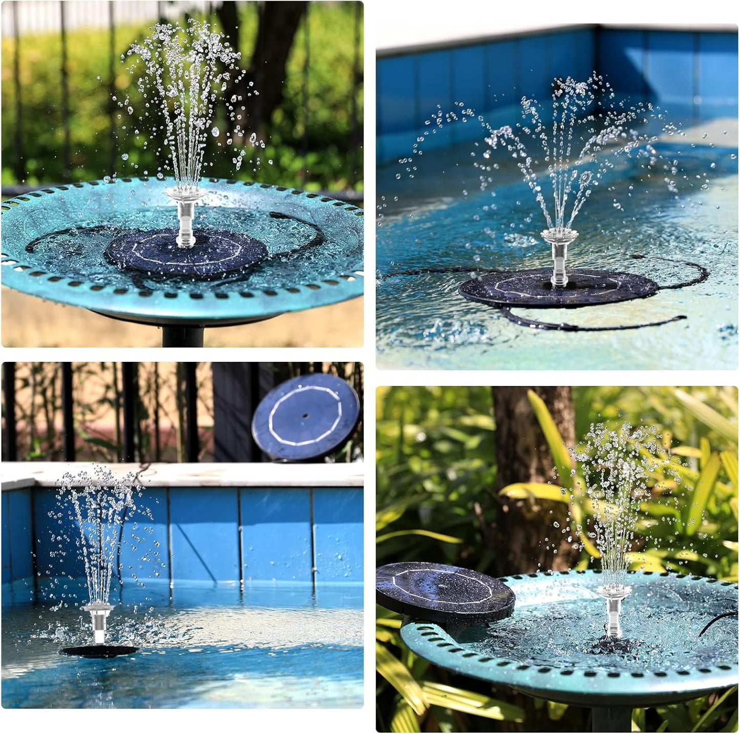 AISITIN Solar Fountain Pump - DIY Water Feature with 6 Nozzles & 3.9ft Cord for Bird Baths, Gardens, Ponds