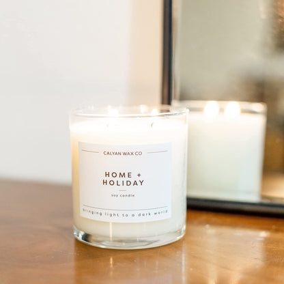 Calyan Wax Co. Home & Holiday 2 Wick Scented Candle - 37 Hour Burn - Luxury Clean Soy Wax Candles - Long Lasting Large Glass Jar Candle for Home - 8.8oz