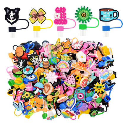 Wholesale 500PCS Random Different Straw Cover For Stanley Cup,No Repeats,Lot Cute Mixed 10MM 0.4in Straw Toppers for Small Business/School Reward/Party Favor